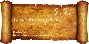 Imhof Krisztián névjegykártya